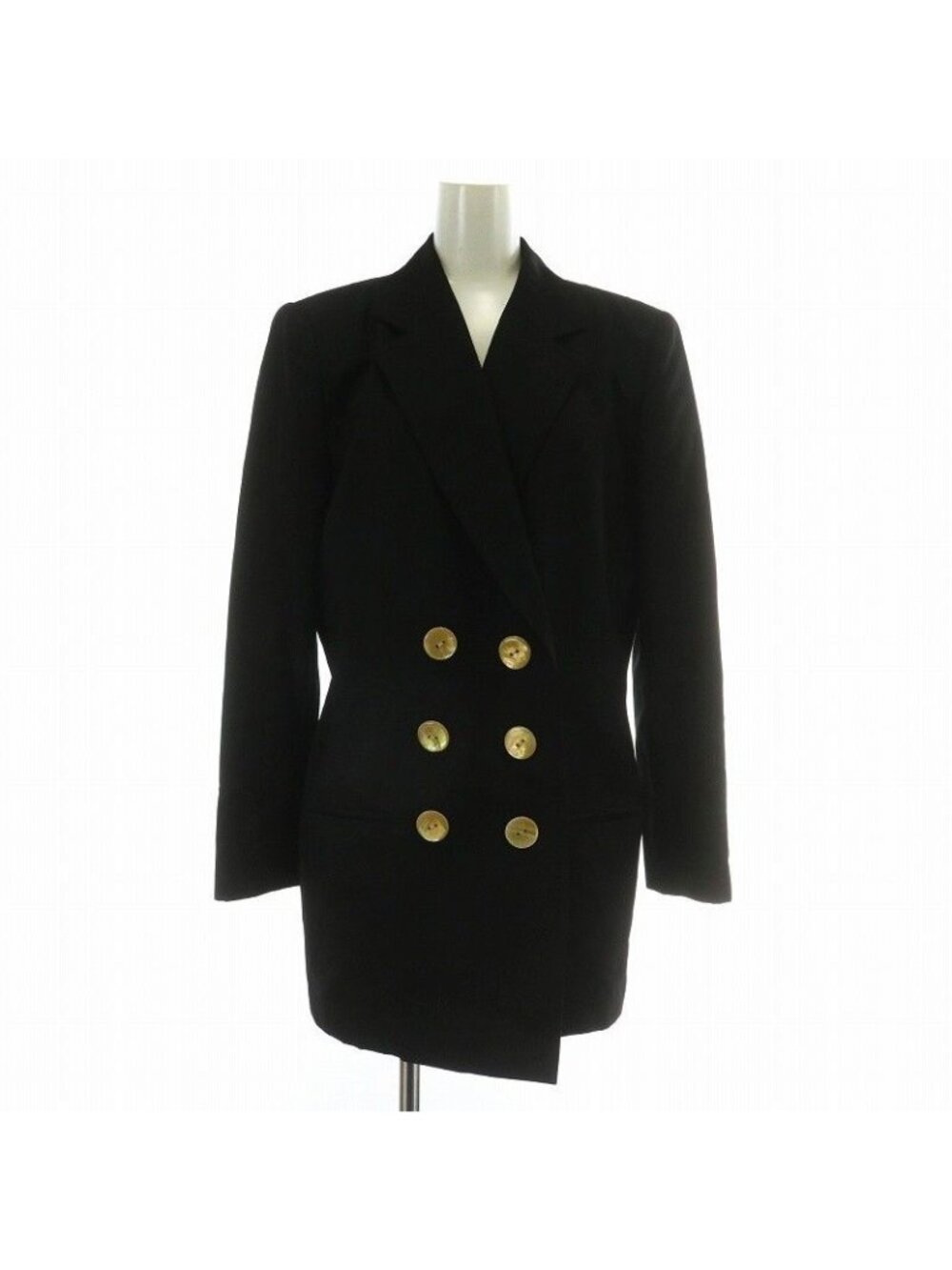 Christian Dior Vintage Tailored Jacket Bleather Wool Double 6 B Shoulder Pads